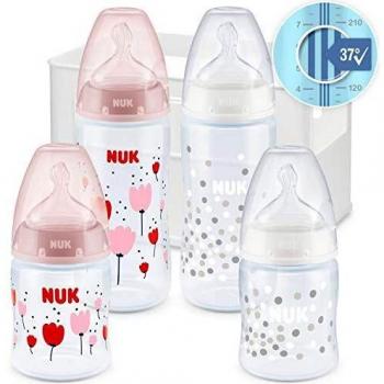 NUK First Choice+ - Juego de 4 biberones con control de temperatura