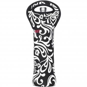 BUILT Neoprene 1-Bottle Tote, Damask Black and White