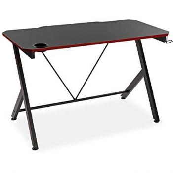 Versa Pablo Mesa Gaming para el Ordenador, Escritorio para la Habitación o Estudio, con agujero para bebida y colgador para auriculares, Medidas (Al x L x An) 76 x 60 x 120