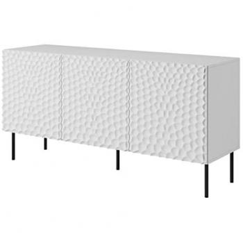 Aparador Charlotte 169 Blanco y Negro, 3 Puertas, MDF y Aglomerado Laminado, 152 x 75 x 43 cm