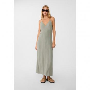 Stradivarius Khaki Linen Blend Halter Midi Dress XL