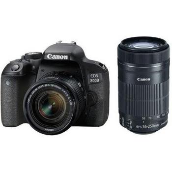 Cámara Réflex Digital Canon EOS 800D 24.2MP Negra + Objetivo EF-S 18-55mm IS STM + Objetivo EF-S 55-250mm IS STM