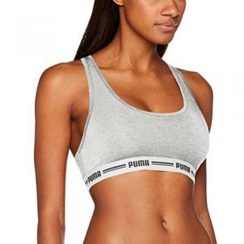 Puma Iconic Racer Back Bra 1P Ropa Interior, Mujer, Gris, Medium