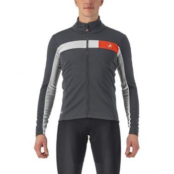 Chaqueta Castelli Mortirolo 6S GORE-TEX INFINIUM™ gris oscuro plateado rojo - S