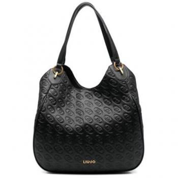 Liu Jo Logo Motif Black Satchel Shoulder Bag for Women with Double Compartment