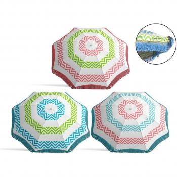 Sombrilla Parasol Ø 200 cm con flecos - Protección Solar - Diseños Surtidos