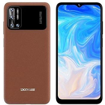 DOOGEE N40 Pro Android 11 Móvil Libres 4G, Helio P60 Octa-Core 6GB+128GB, 6.52'' HD+ Teléfono, Batería 6380mAh, Cámara Trasera Cuatro 20MP, Cámara Frontal 16MP, Huella Digital Dual SIM GPS Marrón
