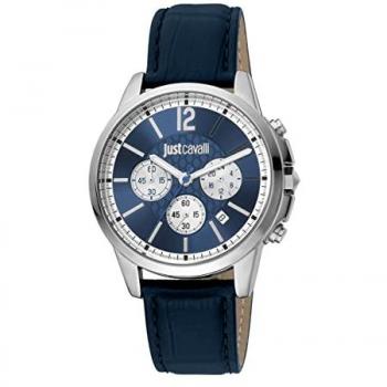 Just Cavalli Men's Analog Quartz Watch JC1G175L0225 - Stainless Steel, Water Resistant, Genuine Leather Strap