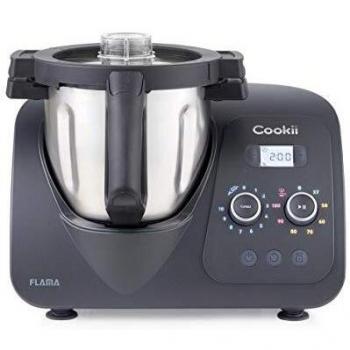 Flama Robot de Cocina Multifunción Cookii 2186FL, 1500W, Wi-Fi, 8 Temperaturas entre 37 y 120 °C, 10 Velocidades, Capacidad de hasta 5 kg, Recipiente de 3.8 L, Más de 200 Recetas, Black Pepper