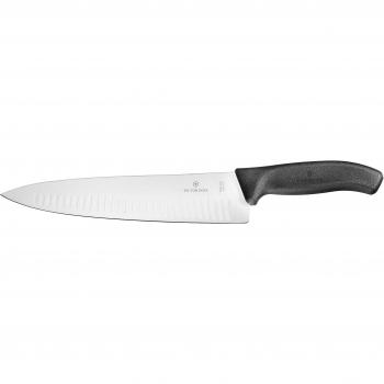Victorinox Swiss Classic Cuchillo de trinchar con filo alveolado, fabricado en acero inoxidable, apto para el lavavajillas y de color negro