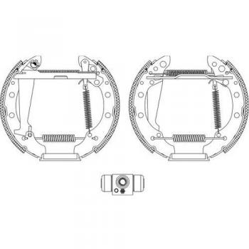 Kit de frenos de tambor HELLA 8DB 355 004-961 para Seat, Skoda y Volkswagen con cilindro de rueda y elemento de ajuste