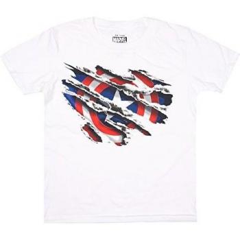 Marvel Capitán América Torn Camiseta, Blanco, XXL para Hombre