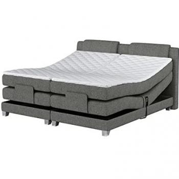 Pack boxspring cabecero + somieres eléctricos + colchones + cubrecolchón CASTEL de PALACIO - 2x90x200cm - Tela Gris claro