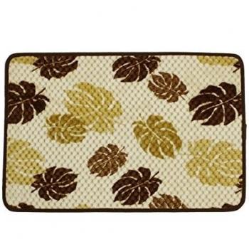 Marrón Beis Hojas Patetrn Felpudo Área Alfombra 60cm x 40cm