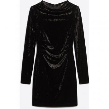 Superdry Women's Long Sleeve Velvet Mini Dress in Black Size M
