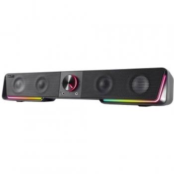 Barra de sonido gaming Speedlink GRAVITY RGB Stereo - Color negro, iluminación RGB, sonido estéreo, diseño compacto y elegante, conectividad USB y jack de 3.5 mm