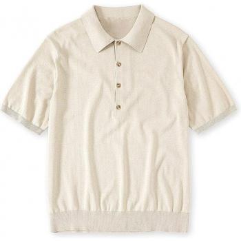 Beige Cotton Jersey Polo Shirt for Men - Size L