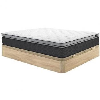 Conjunto de canapé abatible 180 x 200 cm natural claro + colchón de muelles ensacados y topper integrado de 30 cm de espesor - GAMIANI de YSMÉE