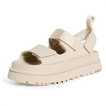 UGG Women's Goldenglow Flat Sandals in Beige and Sea Salt, Size 41
