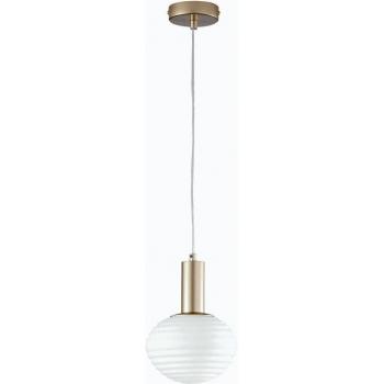 Lámpara colgante Eco-Light Ripple dorado/opal Ø 18 cm con difusor en vidrio blanco
