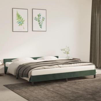 Cama solar sin colchón verde oscuro 200x200 cm en terciopelo con estructura cama y cabecero de terciopelo verde oscuro 200x200 cm Vidaxl