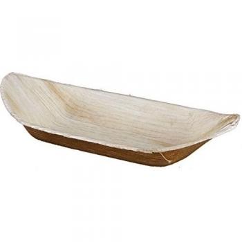 Kaufdichgruen DCA05539 Bandeja de hoja de palma, 25 uds, forma de barco, 21x11,5x4 cm, biodegradable