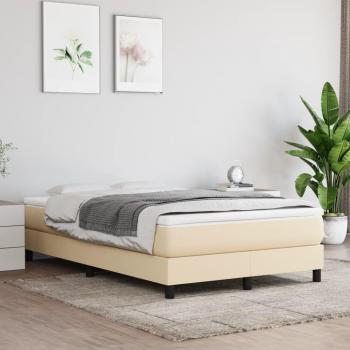 Estructura de cama box spring tela Croam sin colchón color crema 120x200 cm