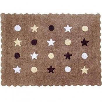 Happy Decor Kids -Alfombra Lavable Little Waves Tricolor 100% Algodón Natural -Lino- 160x120 cm