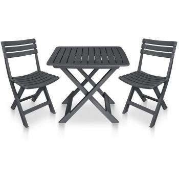 vidaXL 3 Piece Folding Bistro Set Plastic Anthracite