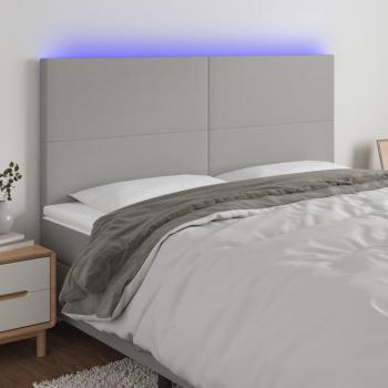 Cabecero con luces LED de tela gris claro, dimensiones 180x5x118/128 cm, marca vidaXL