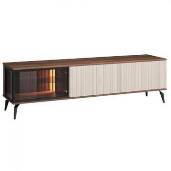Mueble TV Lima AF103 con LED, Nuez, 180 x 35 x 39 cm, Puertas y Metal