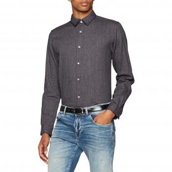 SELECTED HOMME Slhreggunnar-Niels Shirt LS Mix W, Camisa para Hombre, Azul