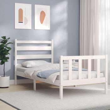 Estructura de cama con cabecero madera maciza blanco 100x200 cm vidaXL