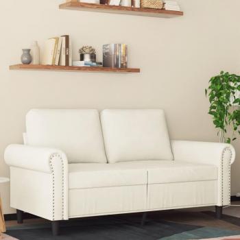 Sofá de 2 Plazas en Terciopelo Color Crema 120 cm con Respaldo y Reposabrazos