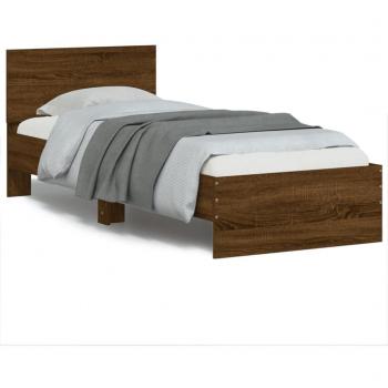 Cama con cabecero y LED Roble Marrón 90x190 cm