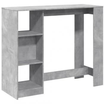Mesa Bar con Estante Madera Gris Hormigón 124x46x103,5 cm