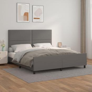 Estructura de cama con cabecero de cuero sintético gris 160x200 cm