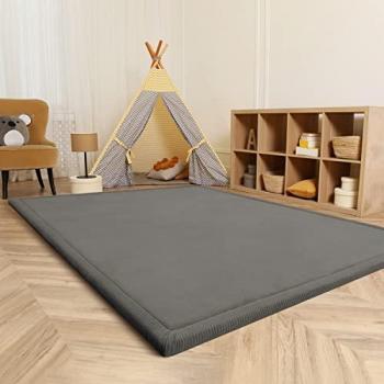 Alfombra Infantil Antideslizante Suave con Memory Foam, Ø 200 cm, Lavable y Diseño Gris