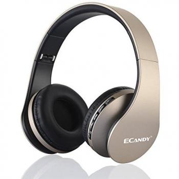 Ecandy Bluetooth para auriculares estéreo V4.0 Música plegable Over-oreja sonido de alta fidelidad Calling construido en Mircophone manos libres, inalámbrico de conexión de cable, para Iphone 6S 6S, 6S Plus Samsung, Android Smartphone, tableta, PC, MA