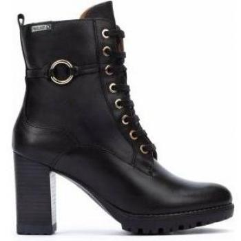 Pikolinos Botines Connelly W7M-8563 para Mujer en Piel Negra con Cordones y Tacón Bloque de 9cm