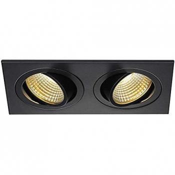 Empotrable LED cuadrado New Tria 2, 2x6W, 2700K, ajustable, color negro