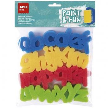 Apli Kids Paint & Fun Pack de 26 Sellos de Esponja con Letras Minúsculas ABC en Colores Surtidos