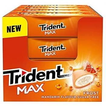Trident Max Frost Mandarina - Chicles sin Azúcar con Sabor a Mandarina- Paquete de 16 Envases de 20 g