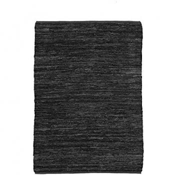 Alfombra de piel trenzada negra 160 x 230 para salón o dormitorio con ambiente cálido
