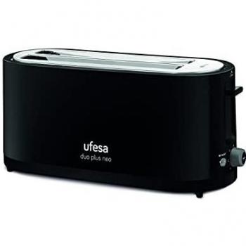 Tostador Ufesa TT7475 Duo Plus Neo 1400W 2 Ranuras Largas 7 Ajustes Tostado 3 Funciones Negro