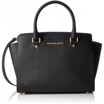 Michael Kors Selma Medium Top Zip Satchel Bolso maletin, Mujer, Negro