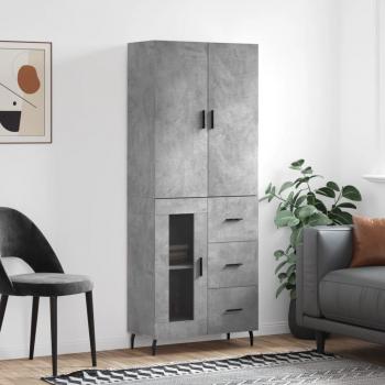 Aparador alto de madera contrachapada gris hormigón 69,5x34x180 cm