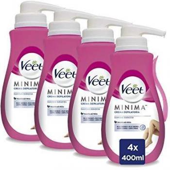Veet Crema Depilatoria Corporal para Mujer Pack de 4 - Con Dosificador - Piel Sensible - 4x400ml