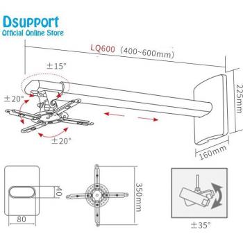 Soporte de Pared Universal Retráctil para Proyector con Movimiento Completo - Carga 15 kg