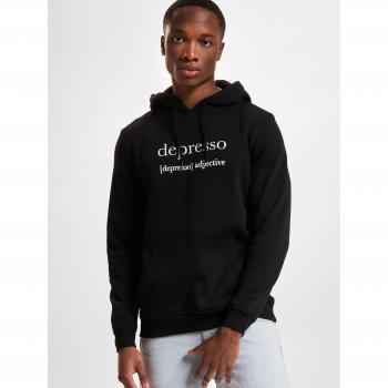 Mister Tee Depresso Black Hooded Sweatshirt for Men, Regular Fit, Size L